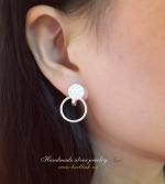 KHUYÊN TAI BẠC TRÒN GẮN ĐÁ