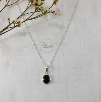 DÂY CHUYỀN BẠC KẾT HỢP ĐÁ TOPAZ ĐEN