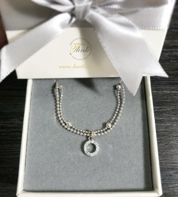LẮC TAY BẠC 2 DÂY ĐIỂM TRÒN GẮN ĐÁ