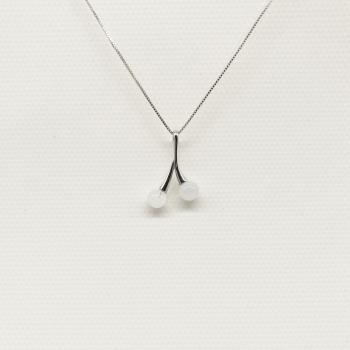 DÂY CHUYỀN BẠC XI VÀNG MẶT 2 VIÊN ĐÁ MOONSTONE